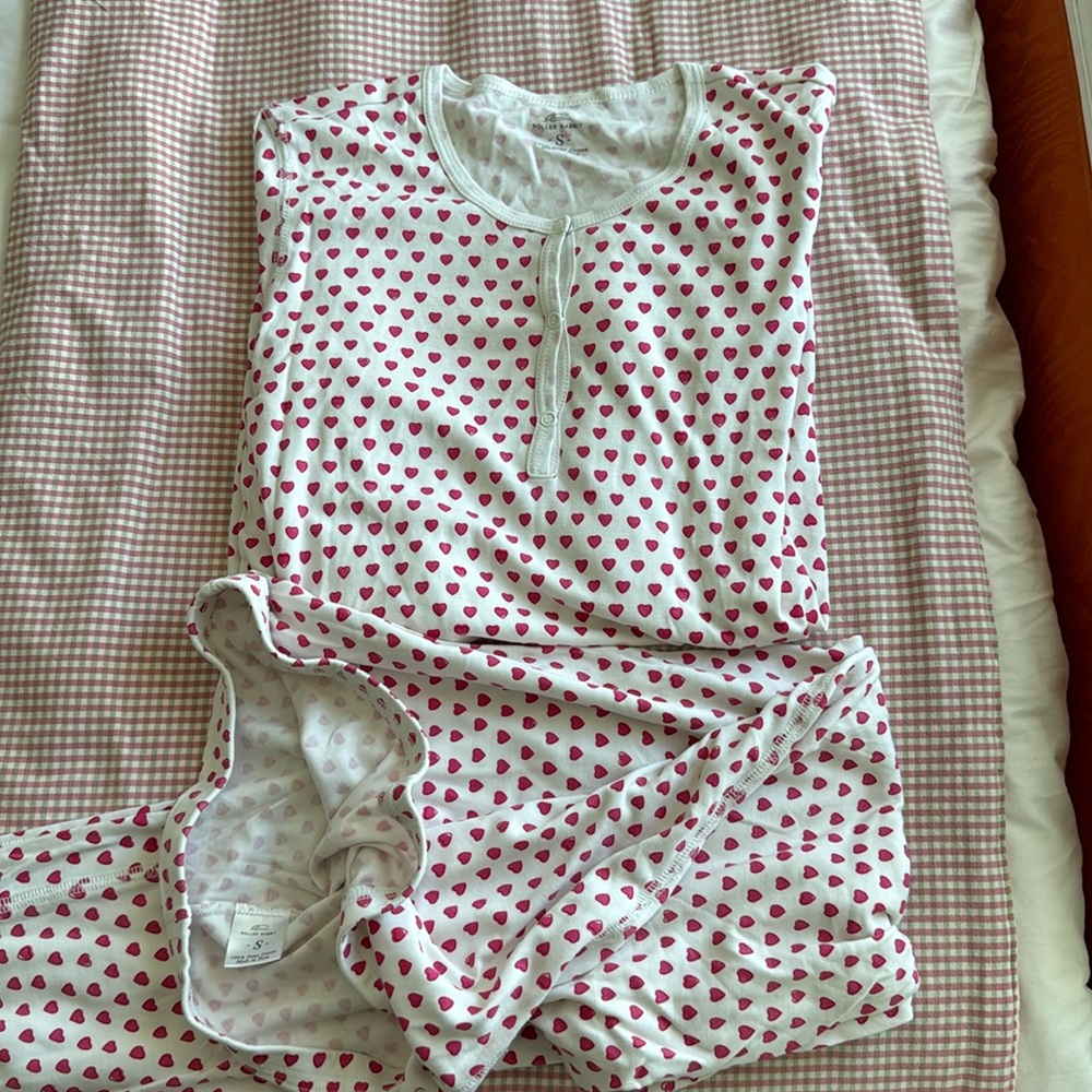roller rabbit heart pajama set (long sleeve top and bottom)